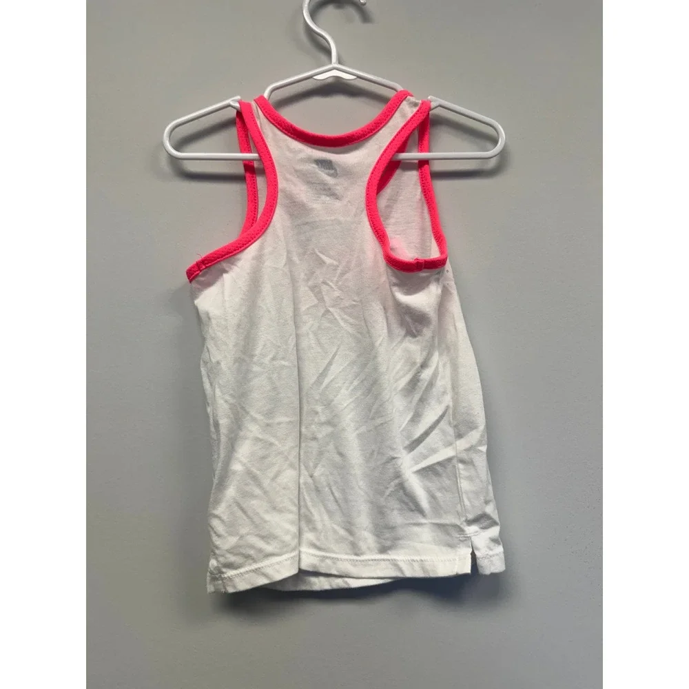 Nike Girls White Pink Splatter Graphic Logo Tank Top 3T 90-96cm C206-A4F